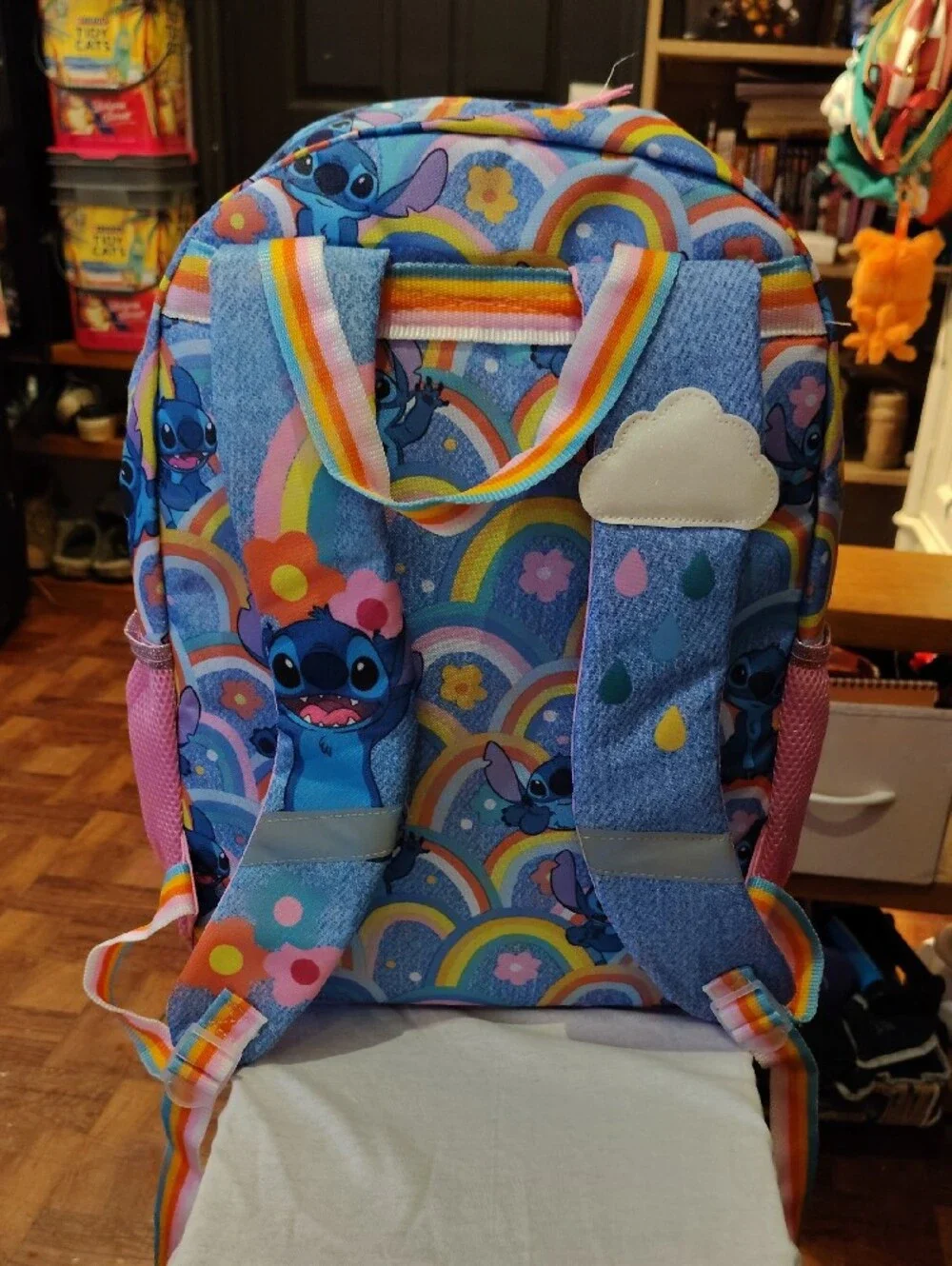 Disney Blue Kids Backpack with Rainbow Accents and Pink Trim
